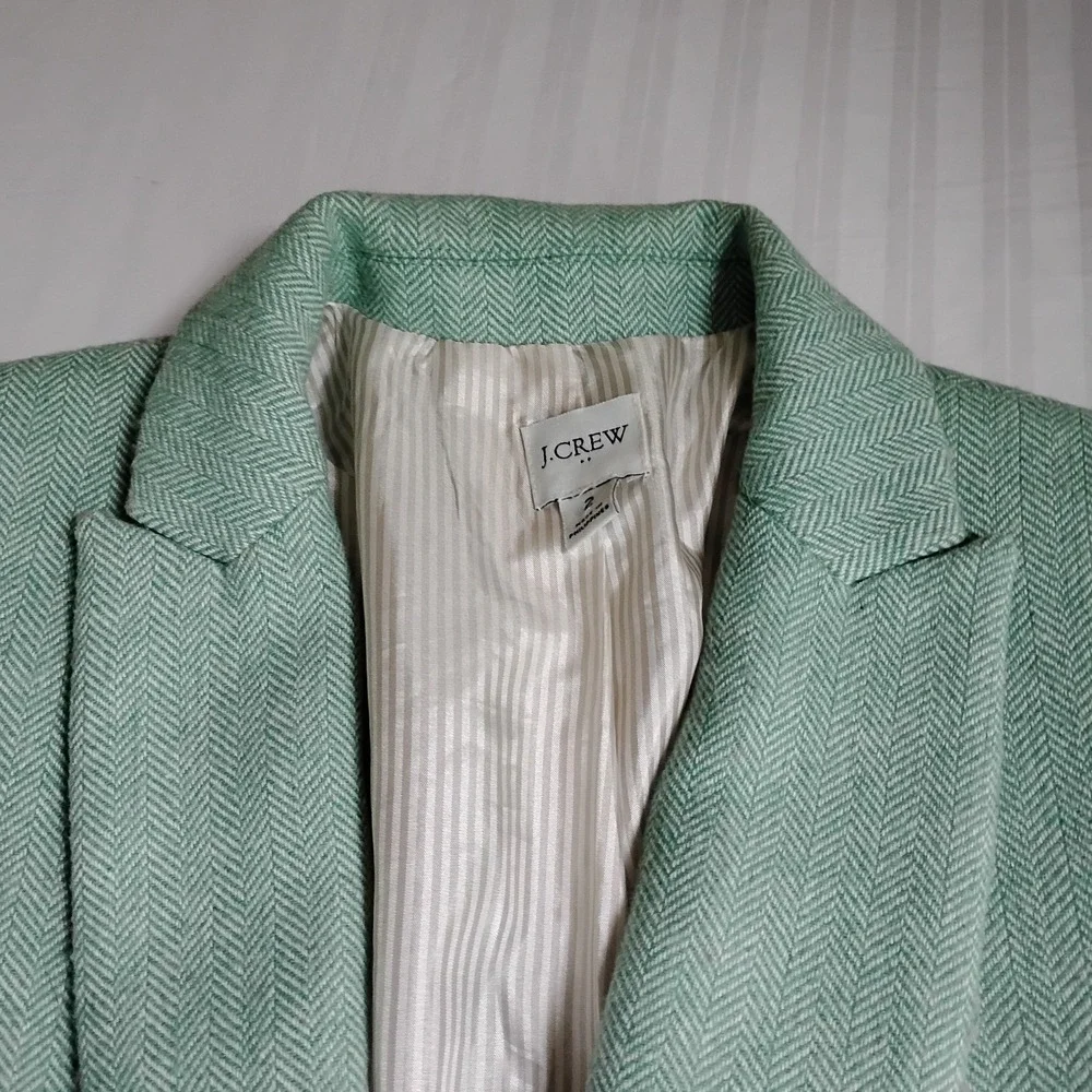 J. Crew Mint Green Tailored Single-Button Blazer